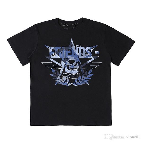 

vlone new fashion women men designer t shirt hip hop streetwear vlone cool skull head printing cotton short sleeve women skateboard tees, White