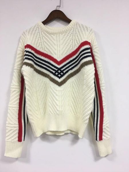 

women sweater 2019 autumn and winter new color temperament small fragrance slim geometric striped sweater, White;black
