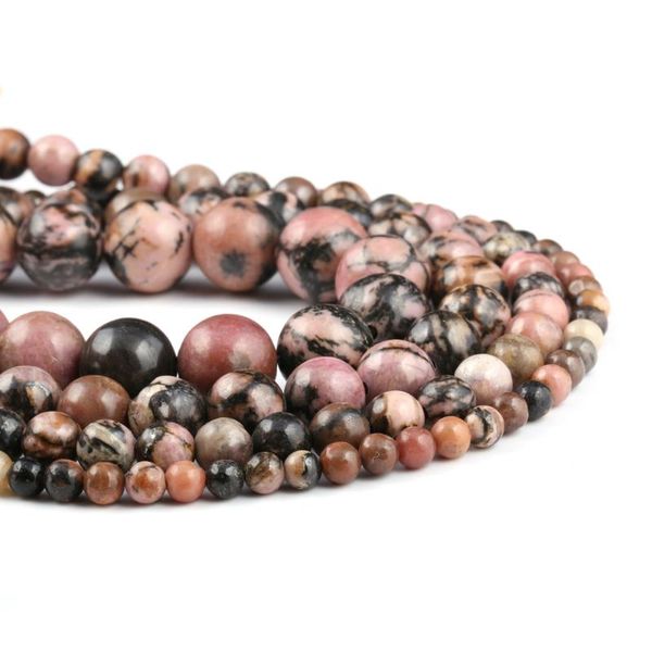 

натуральный камень бисер черный родохрозит круглый свободный прокладка бусины для изготовления ювелирных изделий diy браслет ожерелье аксесс