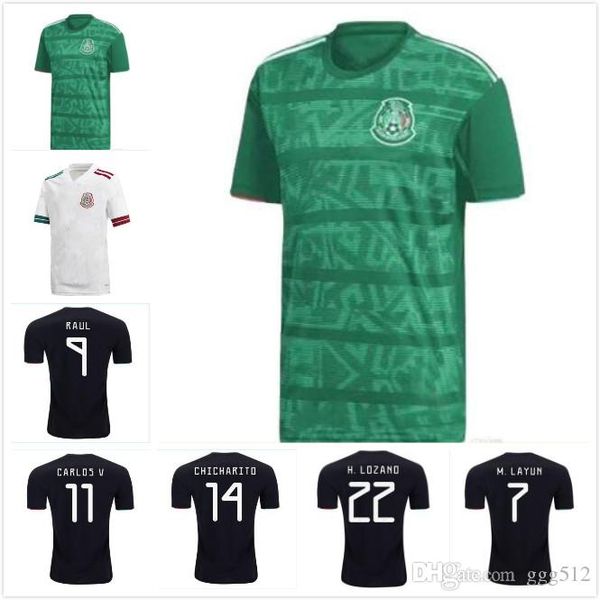 

2019 2020 mexico gold cup soccer jersey black 19 20 camisetas chicharito lozano marquez football shirt national team uniform kit, Black;yellow