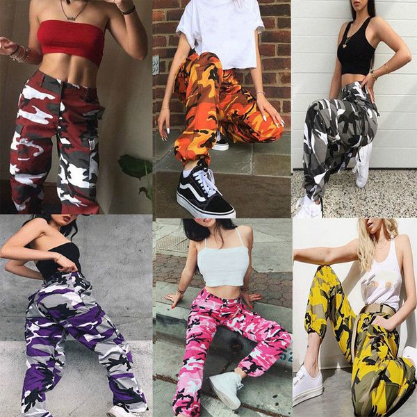 

womens camo cargo trousers casual pants army combat camouflage pants loose harem plus size s  l xl 2xl 3xl, Black;white