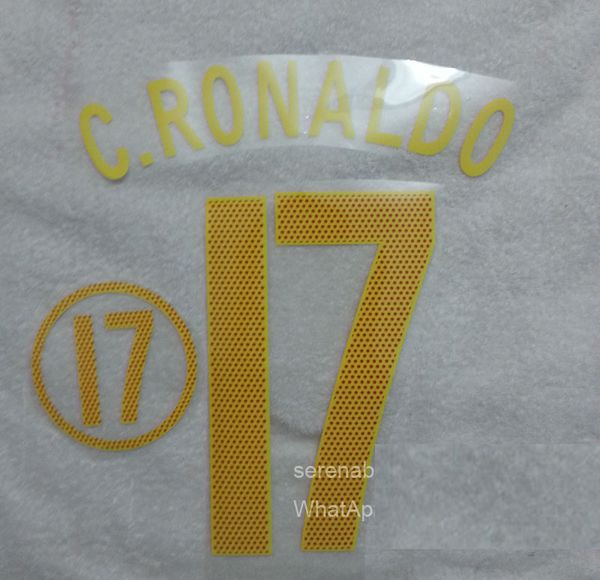 

2004 Португалия # 17 RONALDO Nameset Настройка любого имени номера Печать футбольного патча