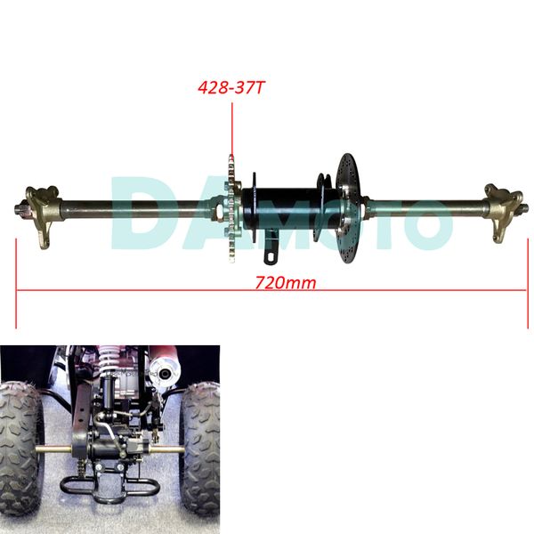 

rear axle complete assembly carrier hub brake disc chain sporcket 110/150/200cc atv quad bike buggy go kart