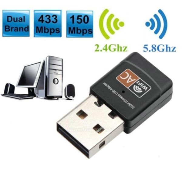 Link Driven Wifi Dongle Adapter Chiave di accesso a Internet wireless da 600 MB/S Scheda di rete per PC Dual Band 5Ghz Lan Dongle USB Ricevitore Ethernet AC