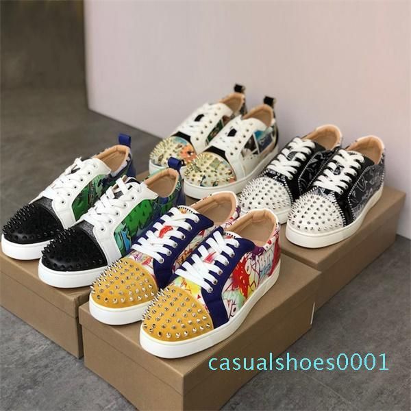 

designer shoes luxury men women red bottom sneakers version multi colors junior spikes orlato trainers men wedding party shoe ac01, Black
