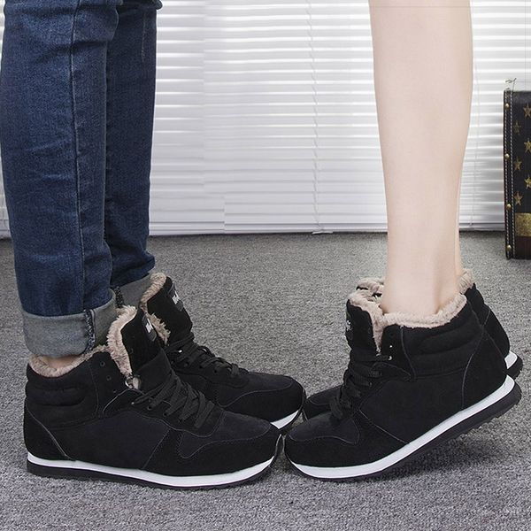 

2019 men ankle boots winter shoes fashion warm men shoes winter men boots with fur snow boots lace up work shoes mans footwear, Black
