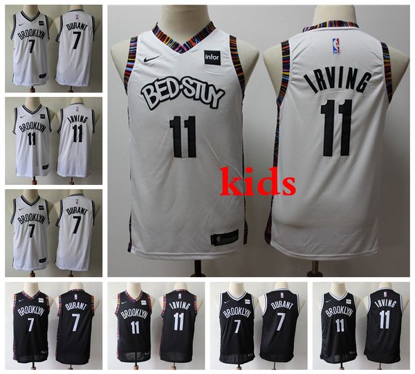 

kids youth city brooklyn nets edition nba jersey basketball jerseys 35 kevin durant 7 kyrie irving 11 boys stitched shirts black, Black;red