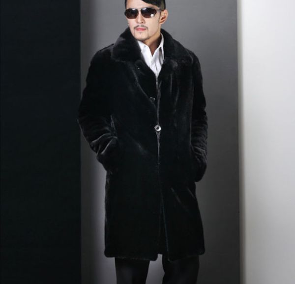 

fashion mens winter coats luxury style long faux coat outwear single breasted smart casual black faux fur coat fw762