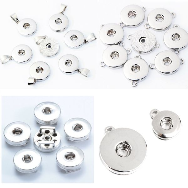 

6 styles diy snaps button pendant necklaces jewelry accessories fit 18mm snaps charm wholesale, Silver