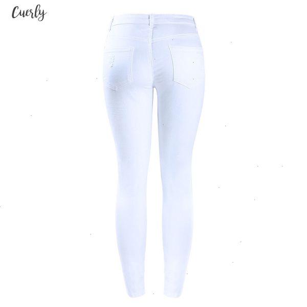 

women`s distressed curvy white skinny mid high waist stretch denim pants ripped skinny jeans for woman jean, Blue