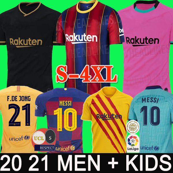 

s - 4xl 20 21 fc barcelona soccer jersey messi griezmann camisetas de futbol ansu fati 2020 de jong football shirts men kids kit jersey1234, Black;yellow