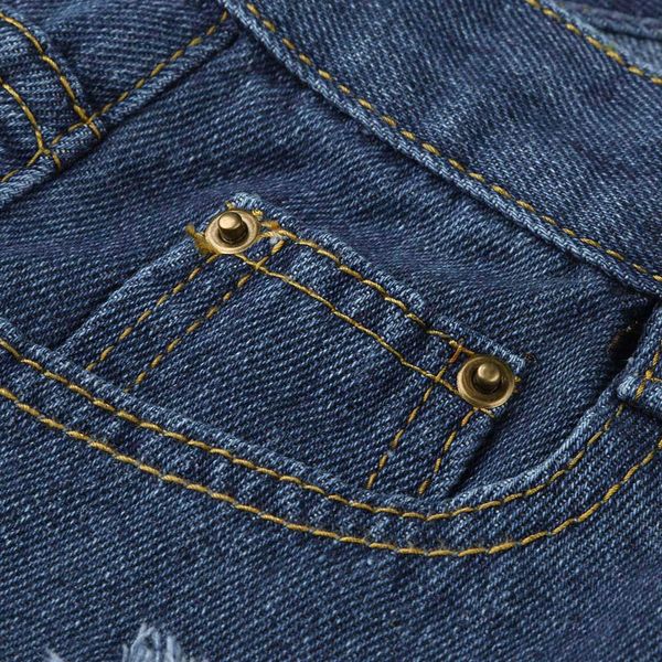 

women's large size stretch pants jeans high waist pants fashion casual jeans casual perfect perforated shaping elastic 6.8, Blue