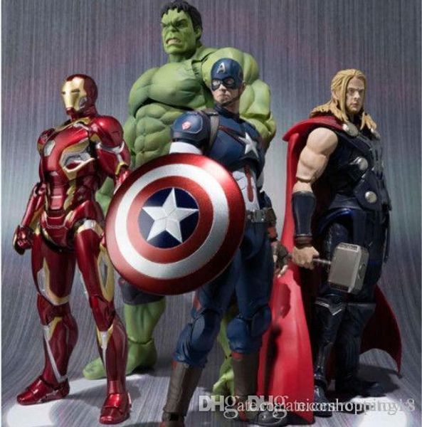 

good new 16-22cm avengers thor iron man hulk captain america movable action gift t04 1pcs