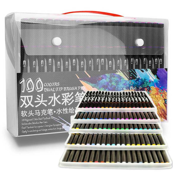

48/60/72/100 colors watercolor art markers set dual tip professional drawing painting water coloring brush pen set for school