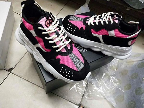 

2019 spring and summer new color matching lace thick casual sports men's shoes medusa shoes v3, Black