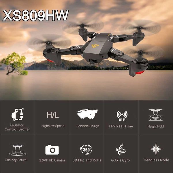 Drone Con Fotocamera Xs809 Xs809W Fpv Dron Drone Rc Elicottero Telecomando Visuo Xs809Hw Pieghevole