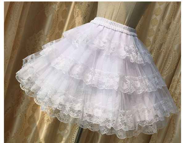 

sweet girls lolita series collocation organza lace layers cotton lining petticoat skirt length 45cm, Black;red