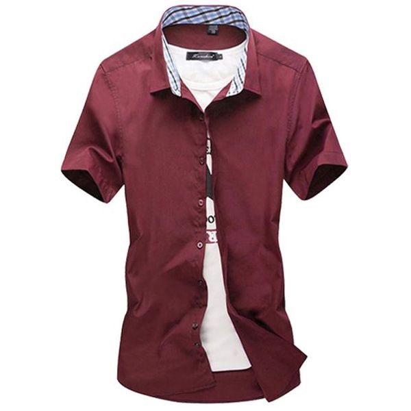 

2019 summer men hawaiian shirt mens solid color short sleeve men dress shirt slim camisa plus size 5xl hawaiian 011, White;black