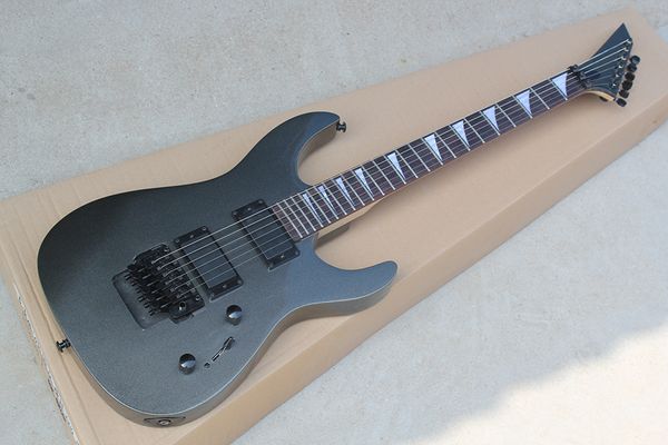 Factory Custom Metal Grey E-Gitarre mit Floyd Rose Bridge, Palisander-Griffbrett, schwarzer Hardware, kann individuell angepasst werden