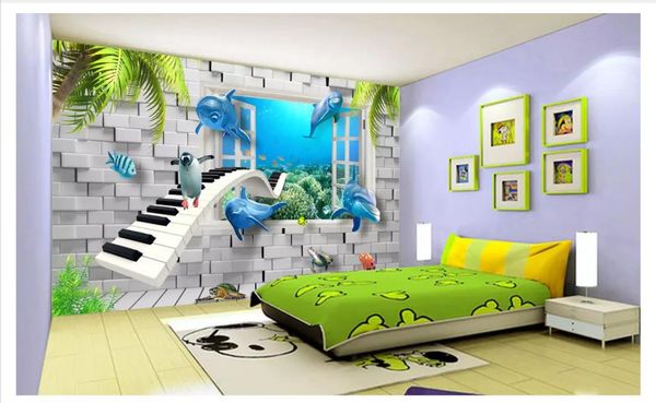 

papel de parede custom 3d p mural wall paper hd modern creative underwater world children's room bedroom sofa 3d background wall