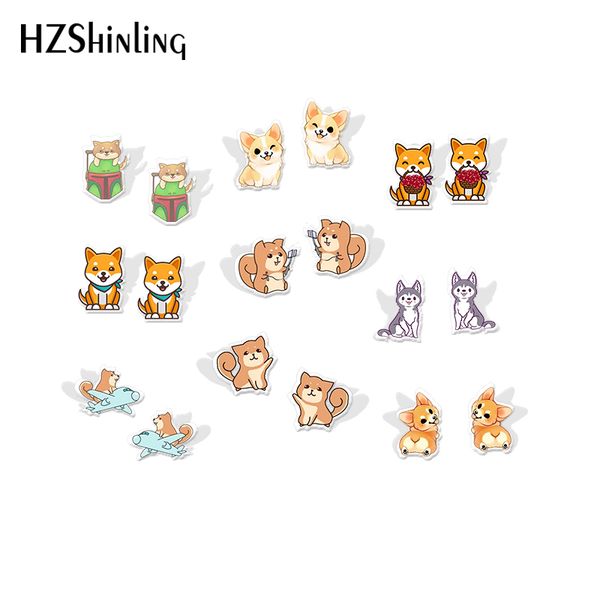 2019 New Shiba Inu Acrylic Earring Funny Yellow Dog Silver Stud Earrings Epoxy Art Photo Resin Earring From Jason19861229 101 Dhgatecom
