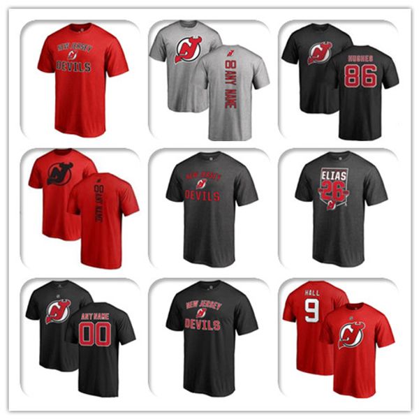 

men's 2019 new jersey devils jack hughes hockey t-shirt 76 pk subban 9 taylor hall 35 schneider 13 nico hischier 30 martin brodeur simm, Black