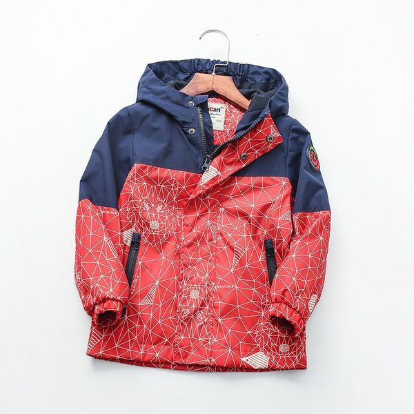 

пальто с капюшоном детская мальчика в геометрии, Blue;gray