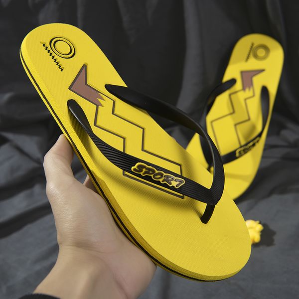 

новые мужские сандалии и тапочки летний пляж тапочки для мужчин елочка желтый черный повседневный, Black