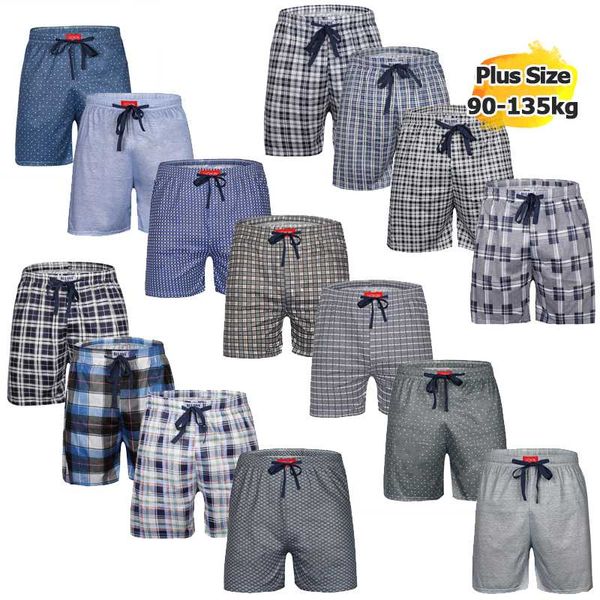 

men's sleepwear plus size 4xl-6xl soft boxer sleep underwear shorts home wear pants seluar pendek lattice breathable, Black;brown