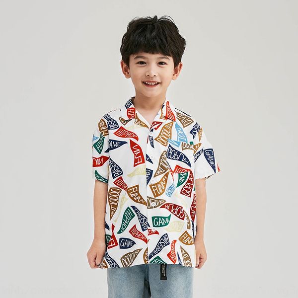 

kc8py le su clothing fashion brand full letter loose children's short-sleeved western-style boy's hip-hop baby doll shirt children, White;black