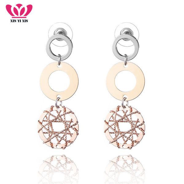 

vintage hollow gold circles drop earrings for women silver mix colors geometric earrings jewelry new fashion female pendientes