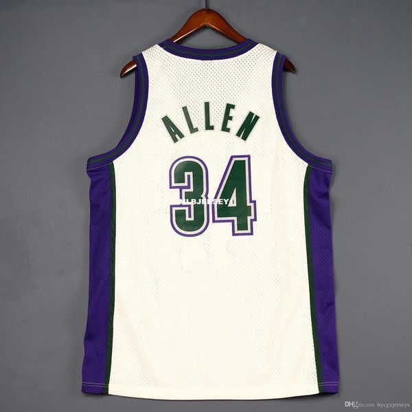 

100% stitched ray allen #34 jersey stitched sewn white mens vest size xs-6xl stitched basketball jerseys ncaa, Black;blue