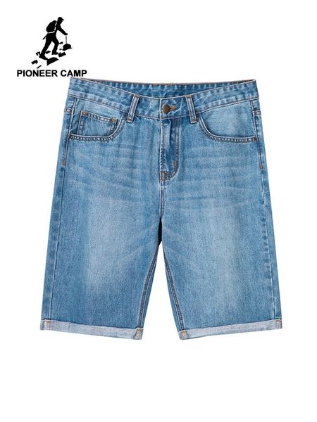 

pioneer camp 2019 summer new men's stretch short jeans fashion casual slim fit denim shorts, Blue