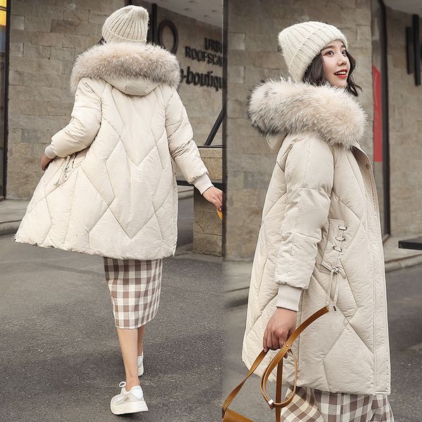 

back season cotton-padded clothes girls long fund 2019 winter down cotton woman easy ins cotton-padded jacket woman loose coat, Tan;black