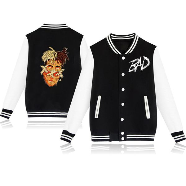 

xxxtentacion print baseball jacket boy girls sweatshirt autumn winter fleece warm kids jackets sad rapper casual streetwear coat, Blue;gray