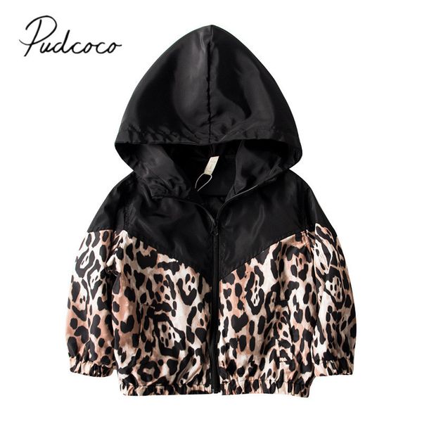 

2019 autumn winter kids fashion coats infant kids baby boys girls jacket leopard long sleeve hooded coat patchwork 1-7t t200103, White
