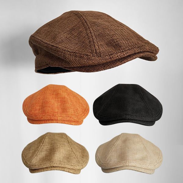 

spring and autumn vintage hat men's cotton and leisure cap british beret women's forward hat sun, Blue;gray