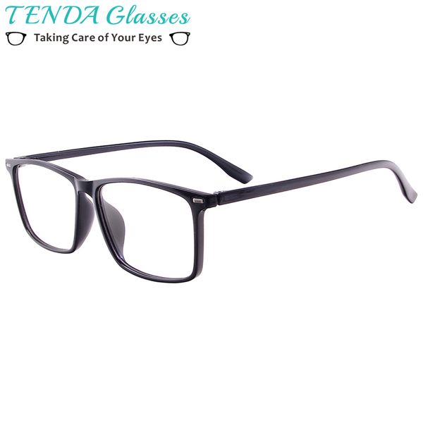 

acetate men women eyeglasses rectangular full rim prescription glasses frame for myopia reading multifocal progressive lenses, Black