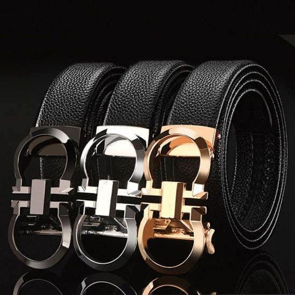 

2020 new designer belt business waistbands imports really leather fashion 8 buckle belt zinc alloy buckle belts 105-125cm, Slivery;golden
