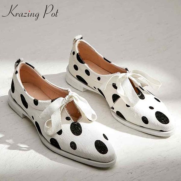 

krazing pot horsehair bowtie shallow sweet lace up party spring wedding shoes sweety round toe women thick low heels pumps l01, Black