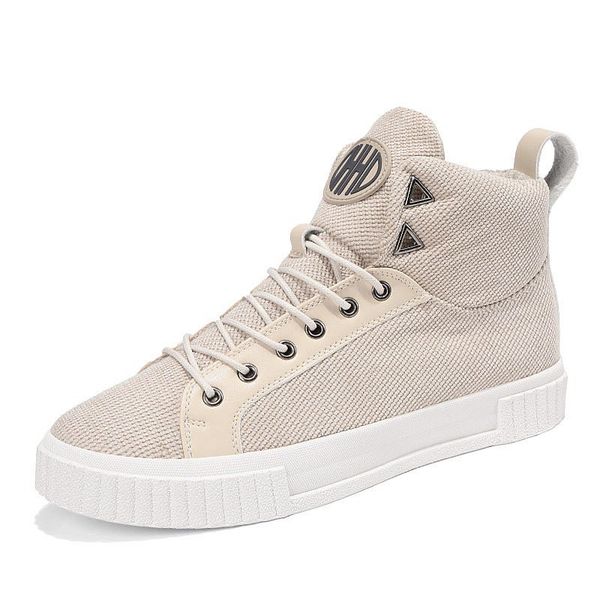 

ins celebrity style canvas shoes bf style men's shoes autumn breathable hight-thick bottomed students versatile hip ho, Black
