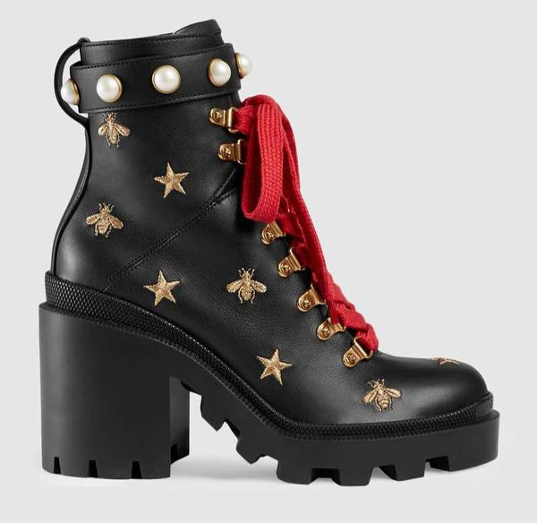 

2019 designer boots platform genuine lady leather laureate platform women high heel martin desert boots designer shoes fashion c04, Black