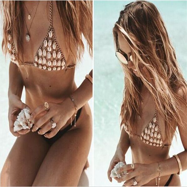 

shell bikini women body chain bikini shell bra brazilian beachwear