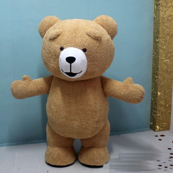 2020 Fábrica novo Teddy Bear inflável Personalizar Adulto adequado para Fantasia de Animal Costume Mascot Urso de Brown Cor traje de gordura para adulto