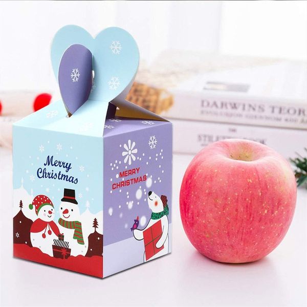 

24pcs box paper christmas eve safe fruit box christmas apple gift cartoon santa claus snowman party ornaments