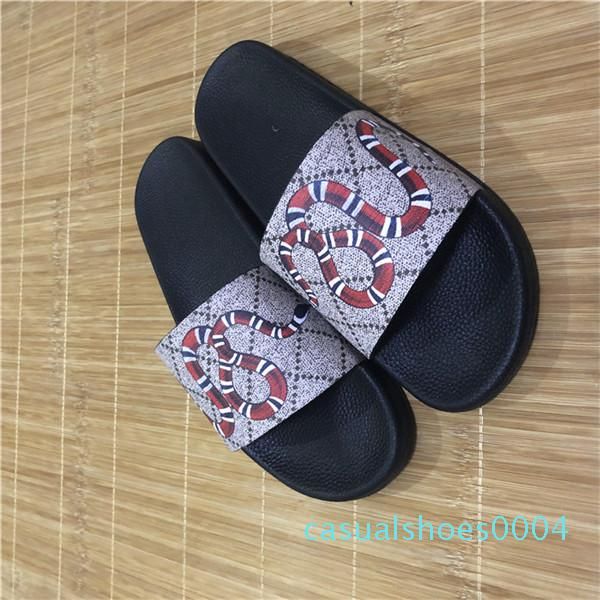 

men womens sandals with correct flower box dust bag designer shoes snake print luxury slide summer wide flat sandals slipper 36-45 aq04, Black