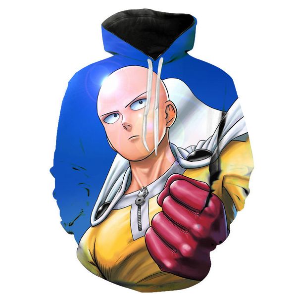 

один удар человек с капюшоном мужчины женщины дети толстовки один punch-man толстовка мода марка мальчик девочка с длинным рукавом прохладны, Black