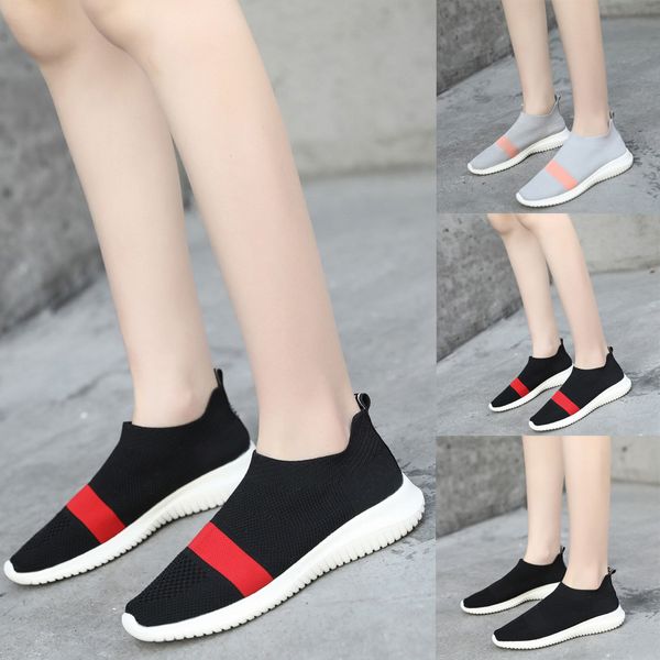 

chaussures femmes t nouveau schuhe damen women's fashion flying woven stretch fabric casual shoes light weight sneakers #4gh, Black
