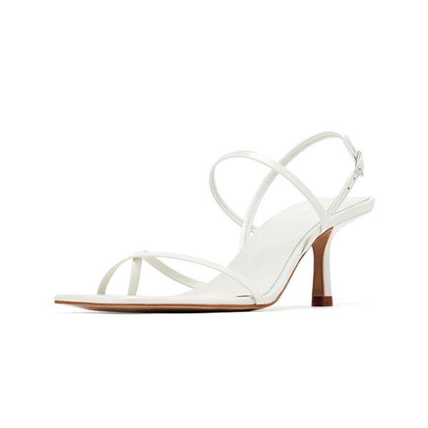 

summer white thin strap high heel soft leather sandals 2020 female wild simple fashion women shoes luxury women designers, Black