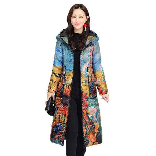 

women down jacket 2018 winter new fashion white duck down coat slim large size s-4xl outerwear hooded female jackets win3, Black
